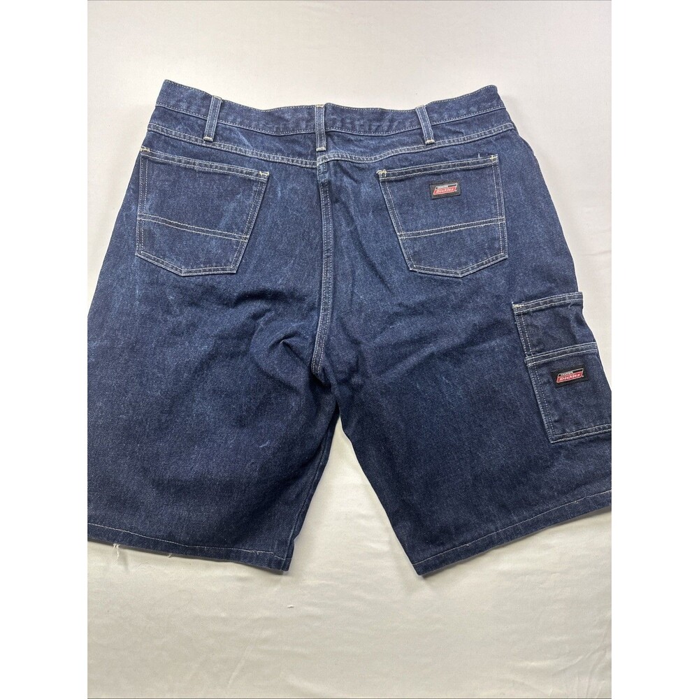 Dickies Men's Relaxed Fit Cargo Shorts Blue Denim Size 38 100% Cotton